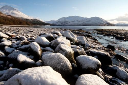 Snowy Inverie bay
